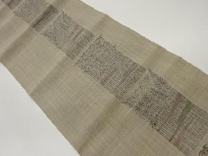 手織り紬竹林模様織出し夏用名古屋帯